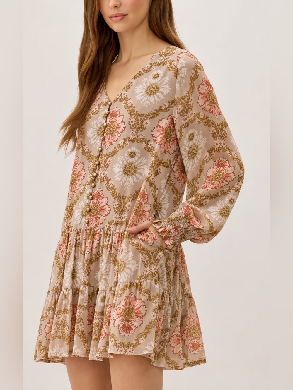 Jodifl NWOT floral button front mini dress, medium
